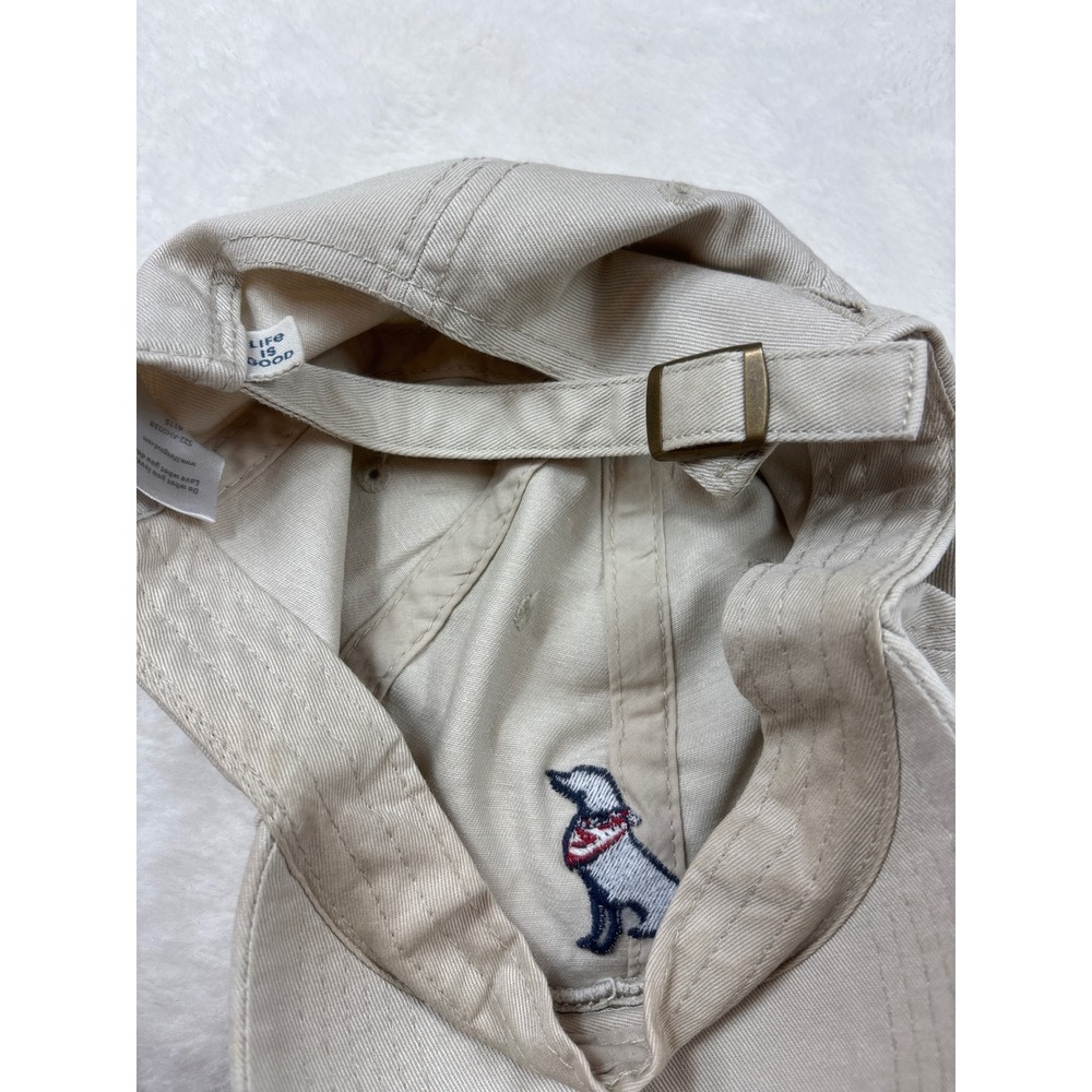 Life is Good Khaki Tan Baseball Hat Embroidered Black Lab Dog Adjustable Cap - Picture 3 of 3